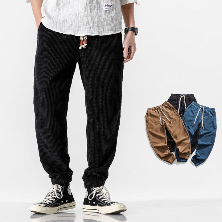 Herren Cordhose im Jogger‑Stil aus Cordvelours mit elastischem Bund und gerippten Beinabschlüssen Drune