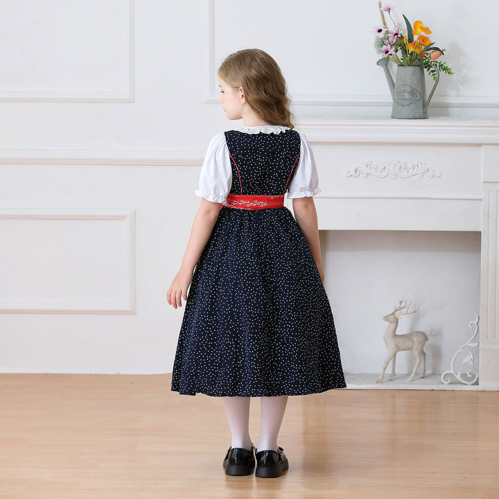 Damen nan traditionelles Dirndlkleid für Mädchen mit abnehmbarer Schürze Drune