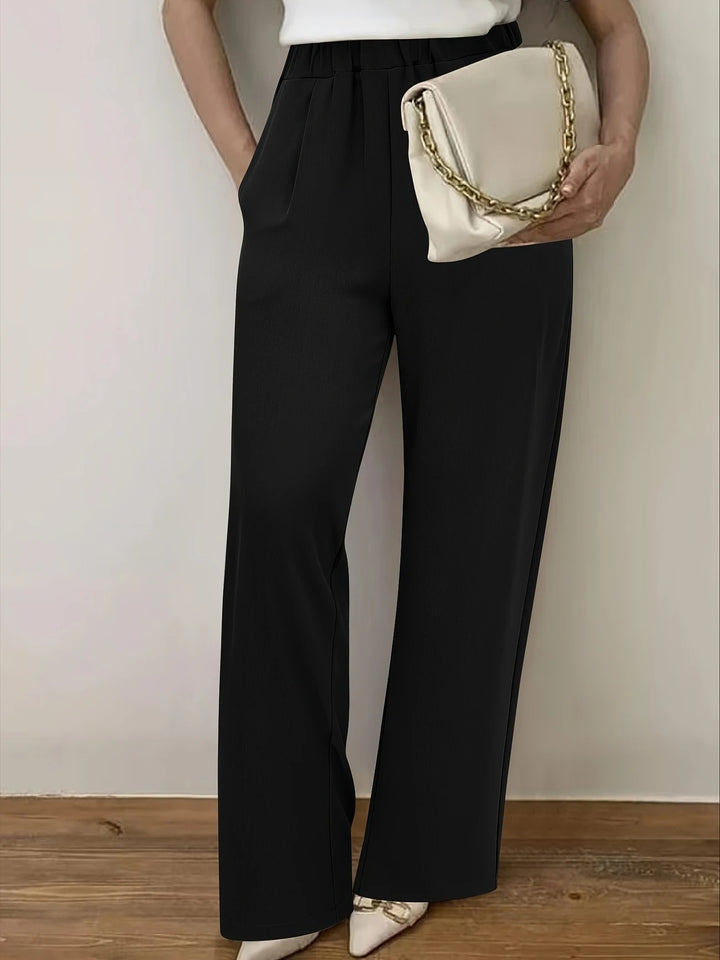 Damen Weite Hochtaillierte Stoffhose mit elegantem Gummibund Drune