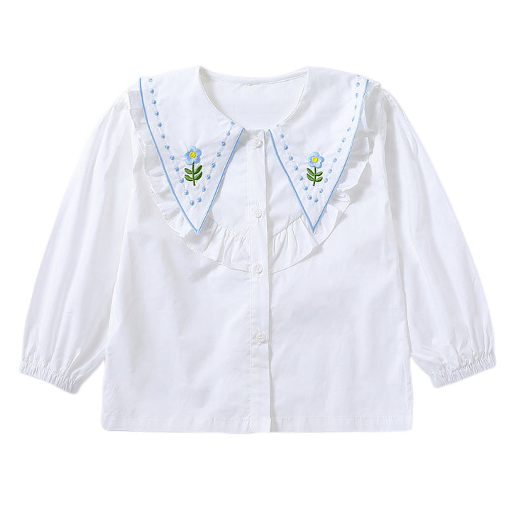 Mädchen Rüschenbluse mit besticktem Kragen Drune