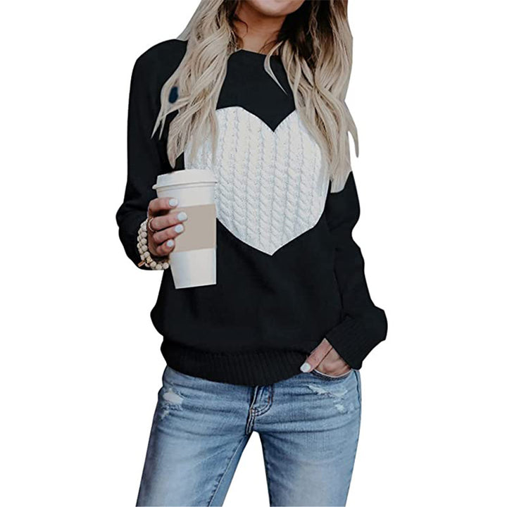 Damen Strickpullover mit Herzapplikation, Rippbündchen und legerer Passform Drune