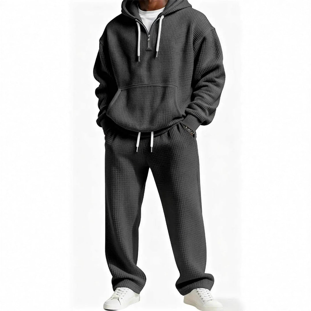 Herren Trendiger Kapuzenpullover mit praktischem Reißverschluss und bequemer Jogginghose Drune