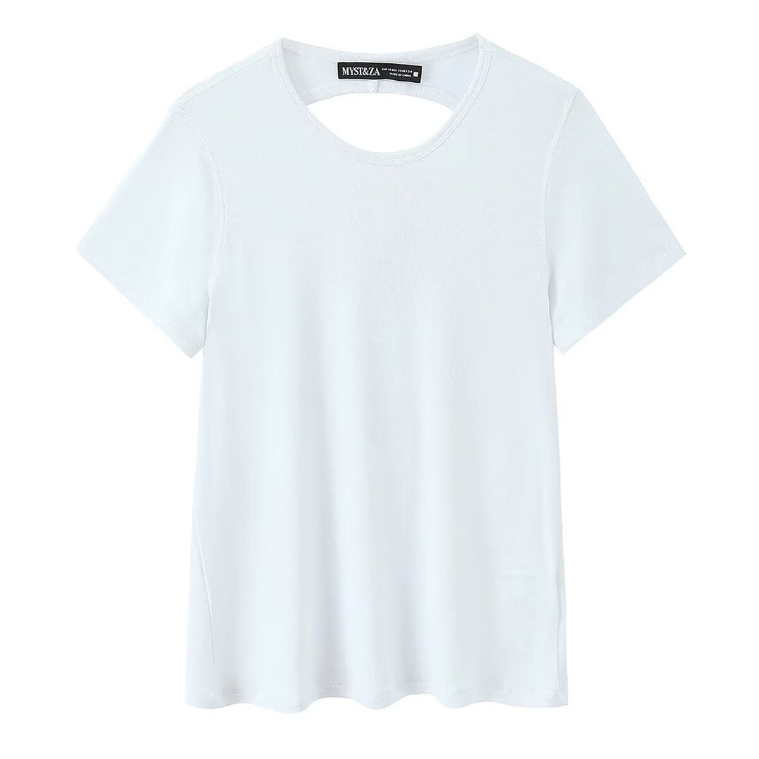 Damen Freizeit T-Shirt mit modernem Rückenausschnitt und hochwertiger Baumwolle Drune