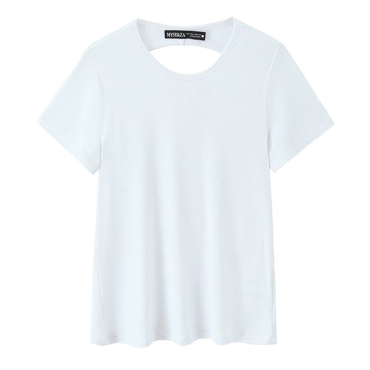 Damen Freizeit T-Shirt mit modernem Rückenausschnitt und hochwertiger Baumwolle Drune