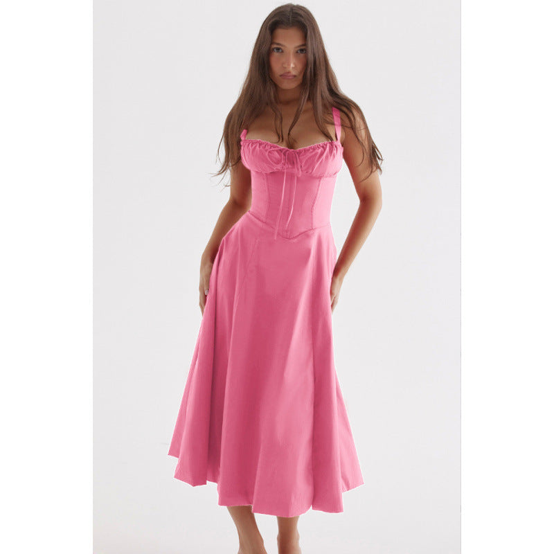 Damen Maxikleid mit floralem Design und elegantem Schlitz Drune
