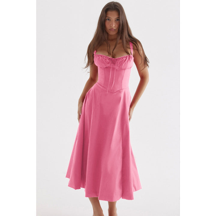 Damen Maxikleid mit floralem Design und elegantem Schlitz Drune