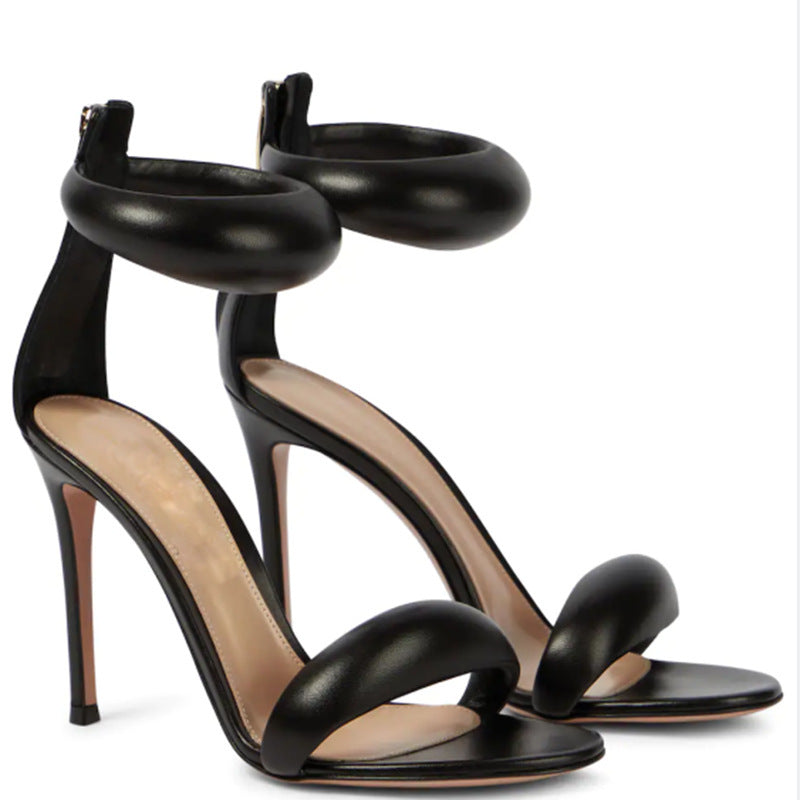 Damen High Heel Riemchensandalen mit Knöchelriemen Drune