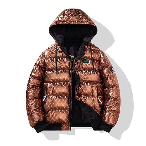 Herren Modische Steppjacke mit Kapuze und glänzendem Finish Drune
