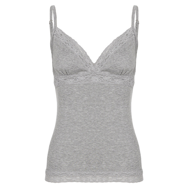 Damen Spitzen Tanktop mit verstellbaren Trägern und luftigem Schnitt Drune