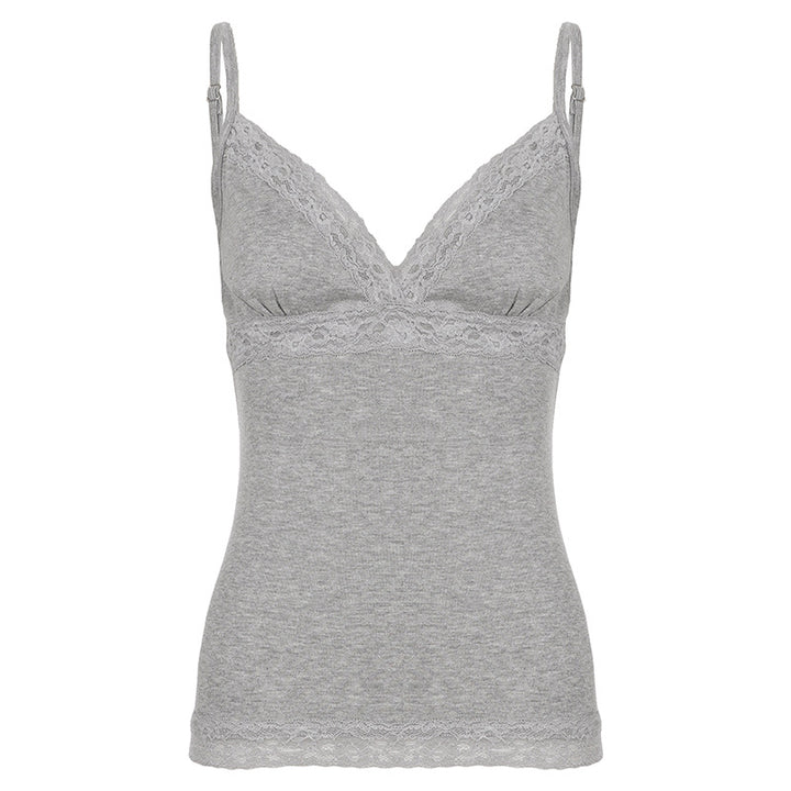 Damen Spitzen Tanktop mit verstellbaren Trägern und luftigem Schnitt Drune