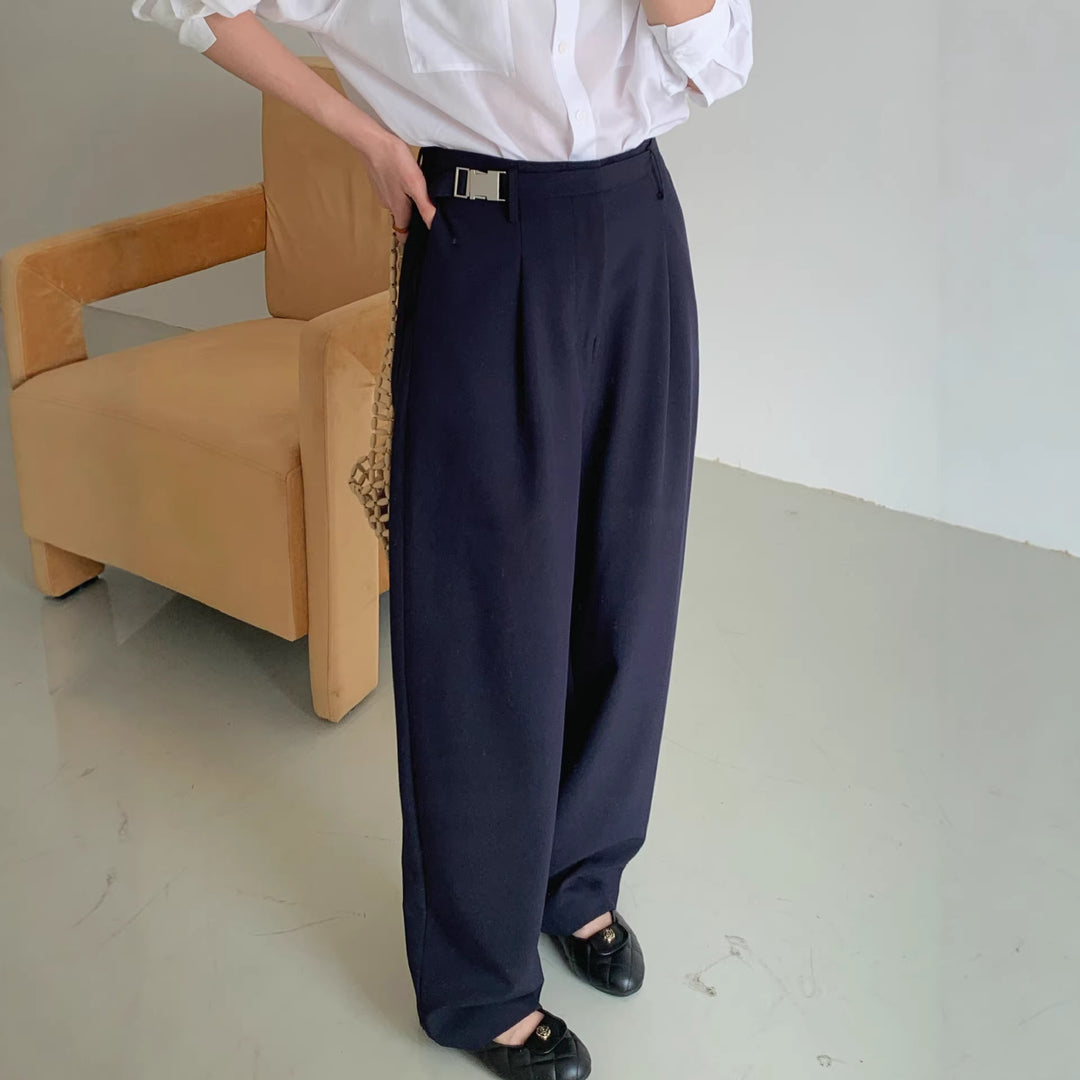 Damen Weite Bundfaltenhose Drune