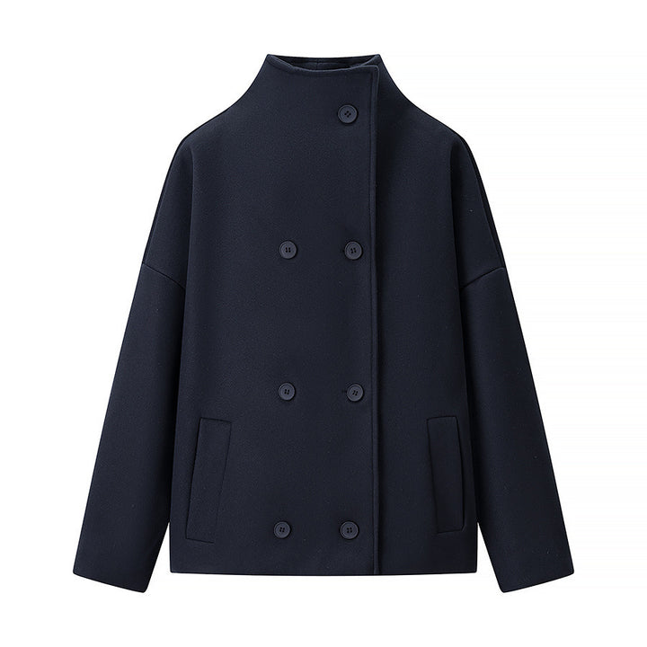Damen Boxy Wollmix-Cabanjacke mit Stehkragen und überschnittenen Schultern Drune