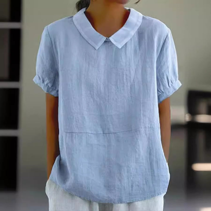 Damen Bio-Leinen Bluse mit Kragen Drune