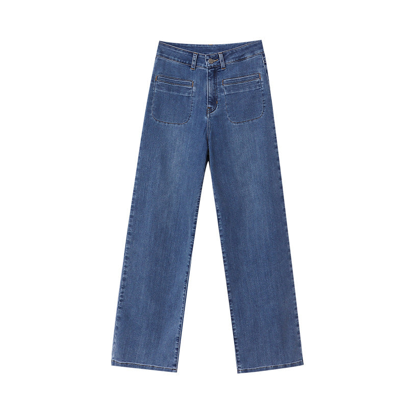 Damen weit geschnittene High-Waist Jeans Drune