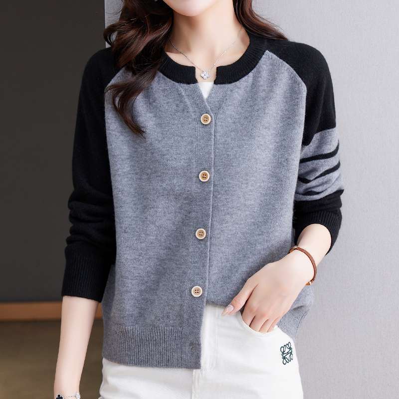 Damen Cardigan mit Farbkontrasten und Knopfdetails Drune