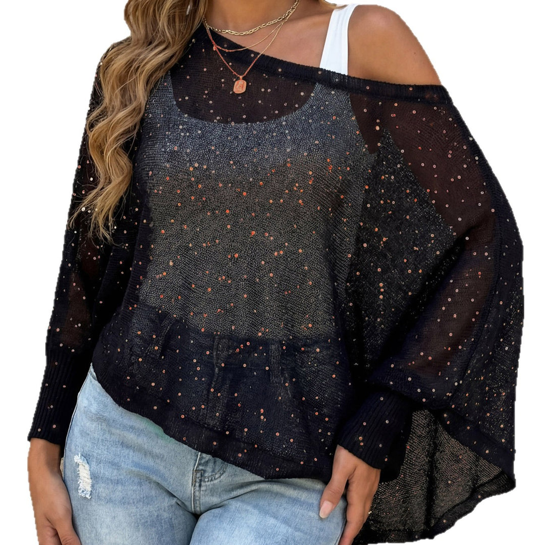 Damen luftiger Strandpullover mit funkelndem Glitzer Drune