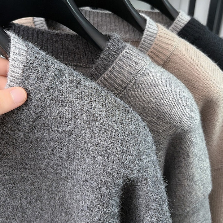 Damen Kurze Strickjacke mit Kontrastkragen und Knopfleiste Drune