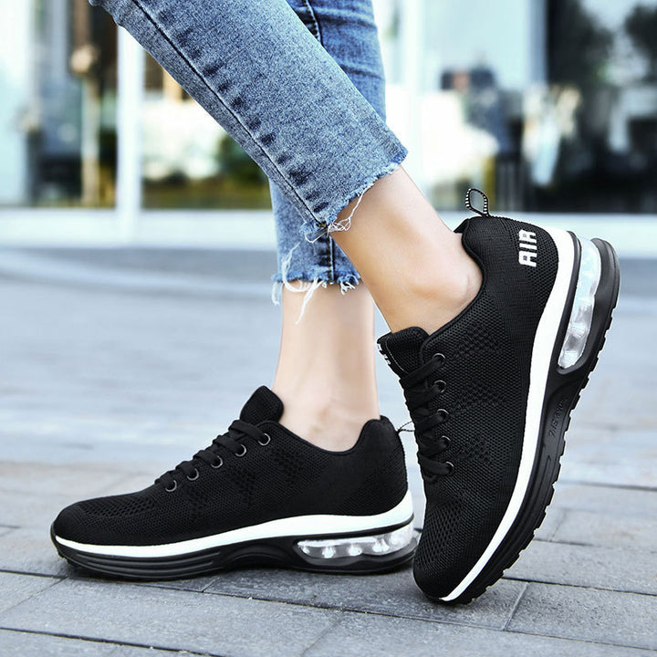 Damen nan urbaner Strick-Sneaker mit perforiertem Strickgewebe, Dämpfer-Fersenkapsel und federnder Leichtsohle Drune