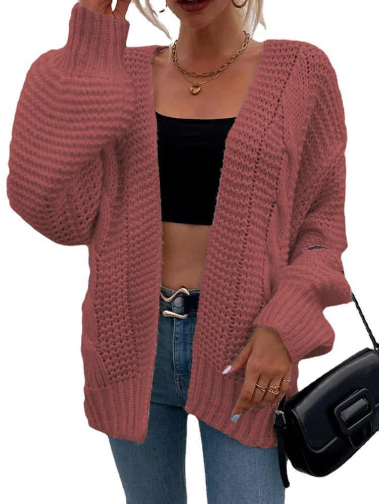 Damen Grobstrick-Cardigan mit bequemen offenen Taschen und lässigem Schnitt Drune