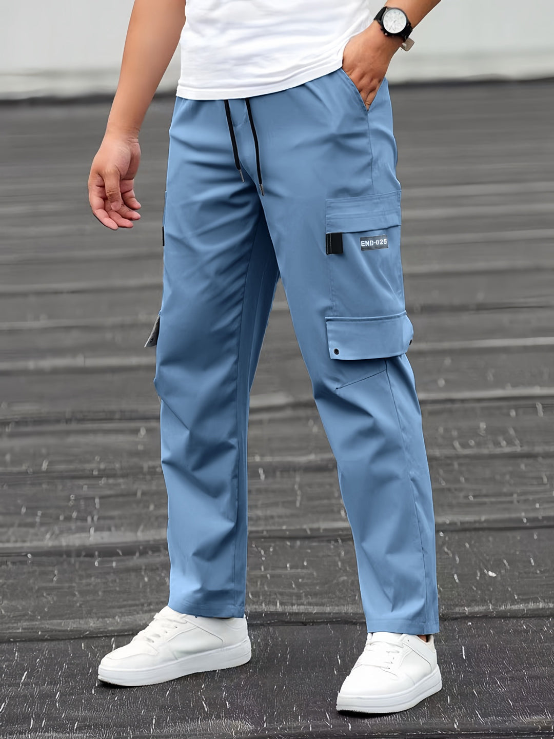 Herren Utility-Cargohose mit Tunnelzugbund, geradem Bein und Mehrfachtaschen Drune