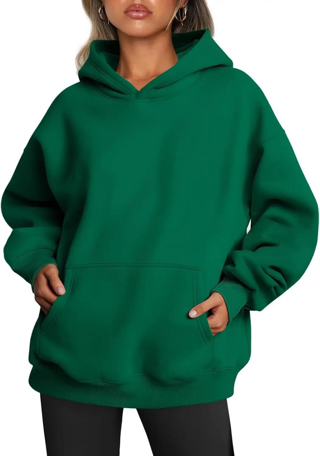 Damen nan oversized Kapuzenpullover mit verlängerter Silhouette und Kängurutasche Drune
