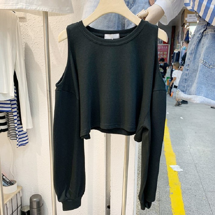Damen lässiges Crop-Top mit langen Ärmeln Drune
