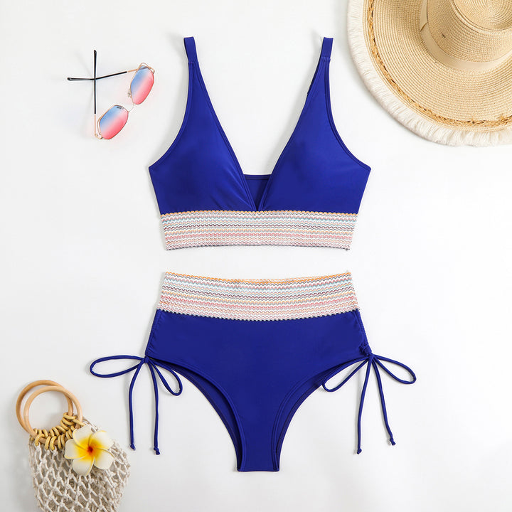 Damen Hochgeschnittener Bikini mit verstellbaren Bindebändern Drune