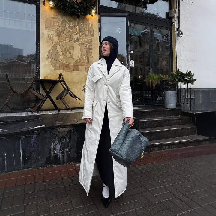 Damen Lange Steppjacke mit elegantem Revers Drune