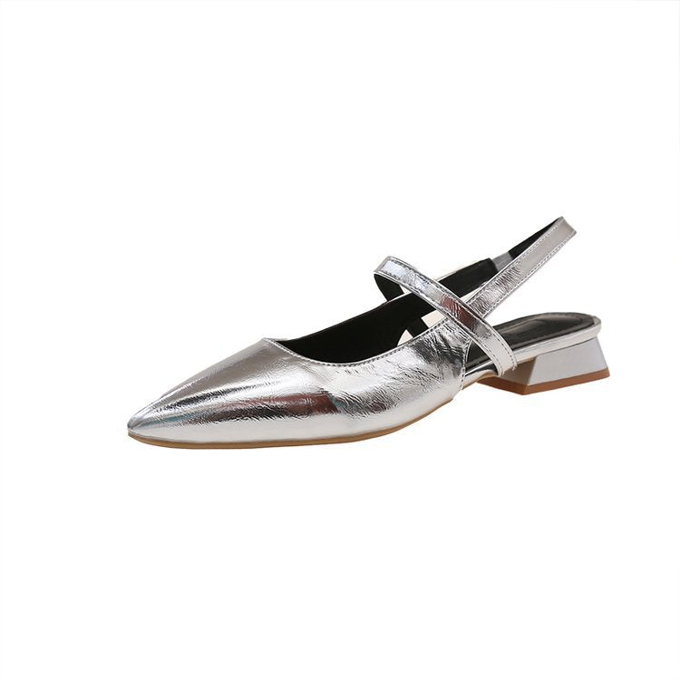 Damen elegante Slingback-Ballerinas aus glänzendem Material Drune