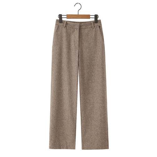 Damen Hochtaillierte weite Wollmix-Hose mit geradem Bein Drune