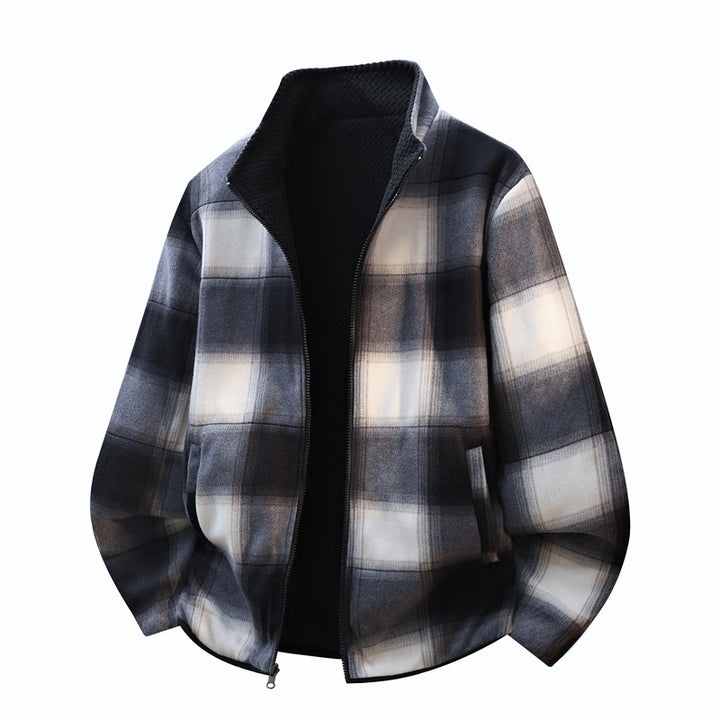 Herren strukturierte Fleece-Overlayerjacke mit kontrast-Brusttasche und Zwei-Wege-Reißverschluss Drune
