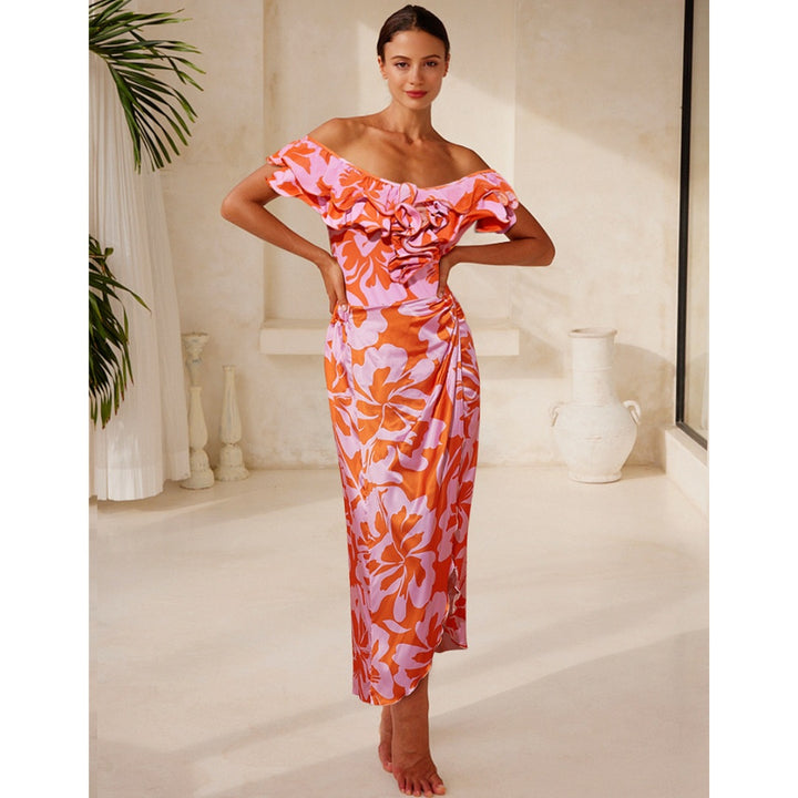Damen Einteiliger Badeanzug mit eleganten Rüschendetails Drune