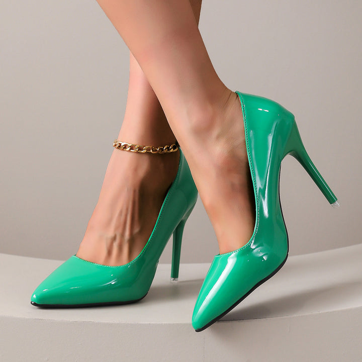 Damen Pumps mit stilvollem Spitzendesign und glänzender Lackoberfläche Drune