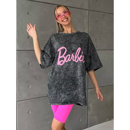 Damen oversized T-Shirt im stylischen Vintage-Look mit Barbie-Design Drune