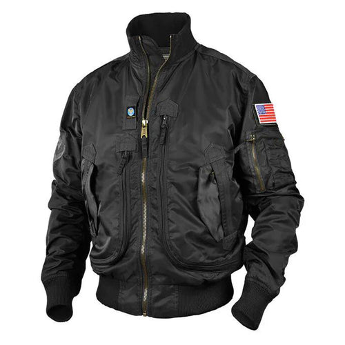 Herren  klassische Bomberjacke im Fliegerstil mit Thermofutter Utility-Taschen und Rippbündchen Drune