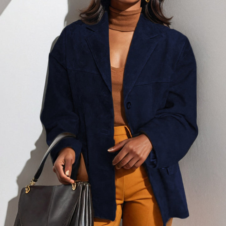 Damen modische Übergangsjacke aus samtähnlichem Material mit praktischen Taschen Drune