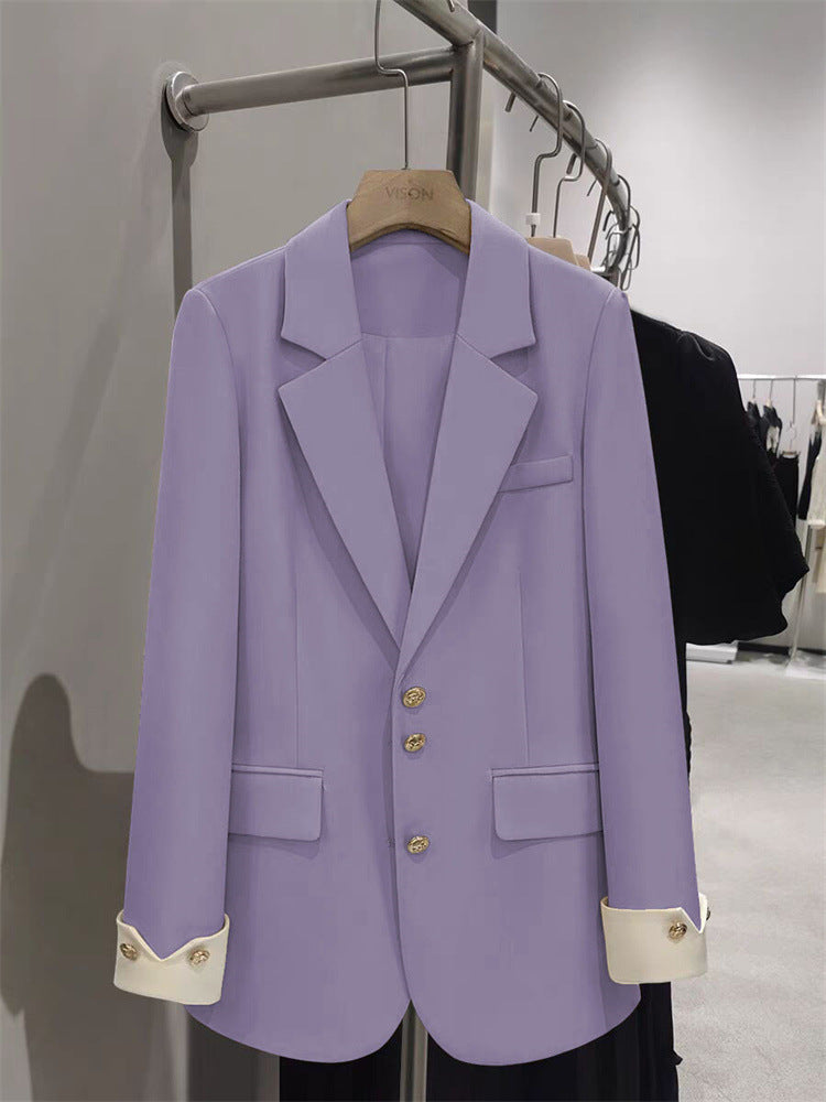 Damen Eleganter Blazer mit goldenen Knopfdetails Drune