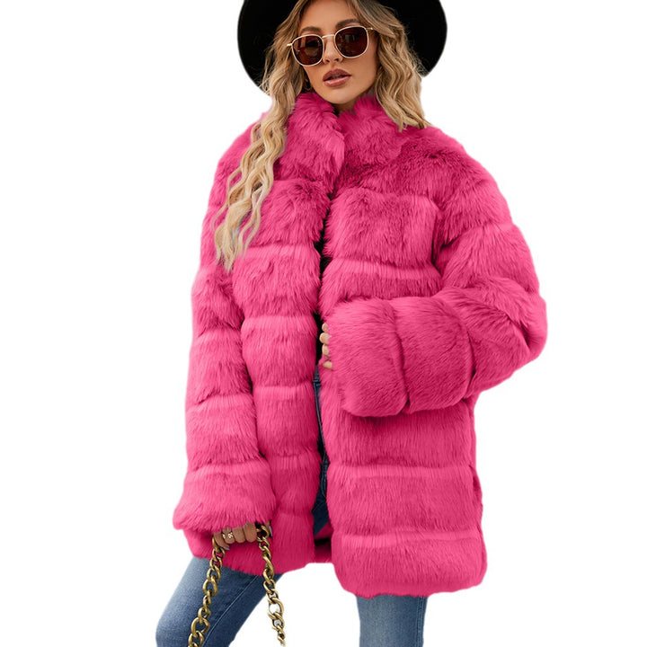Damen Luxuriöse Kunstpelzjacke mit lockeren Ärmeln und voluminösem Schnitt Drune