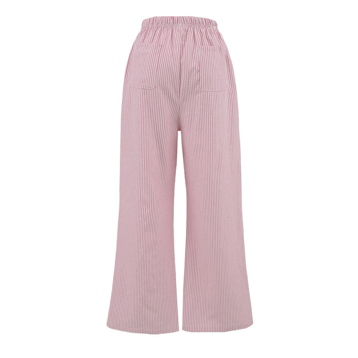 Damen Weite Jersey-Hosen im lässigen Streifen-Look mit elastischem Bund und Kordelzug Drune