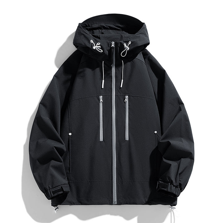 Unisex leichte winddichte Softshell-Kapuzenjacke mit verschweißten Nähten, verlängerter Rückenpartie und verstellbarem Saum Drune