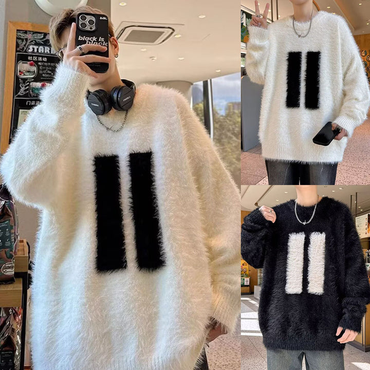 Unisex Grobstrick Pullover mit stylischem Motiv Drune