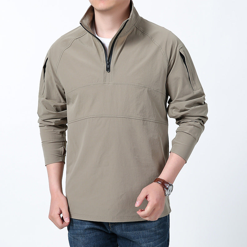 Herren nan Softshell-Pullover mit kurzem Reißverschluss, Ärmeltasche und Raglanärmeln Drune