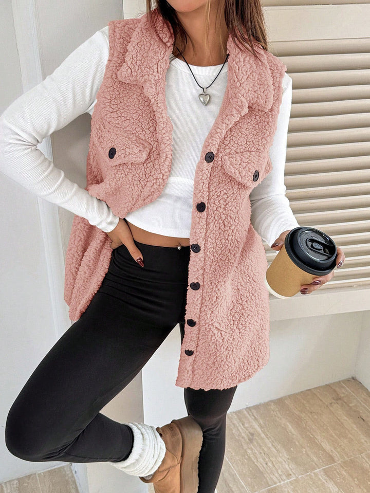 Damen Teddy-Weste mit Taschen Drune