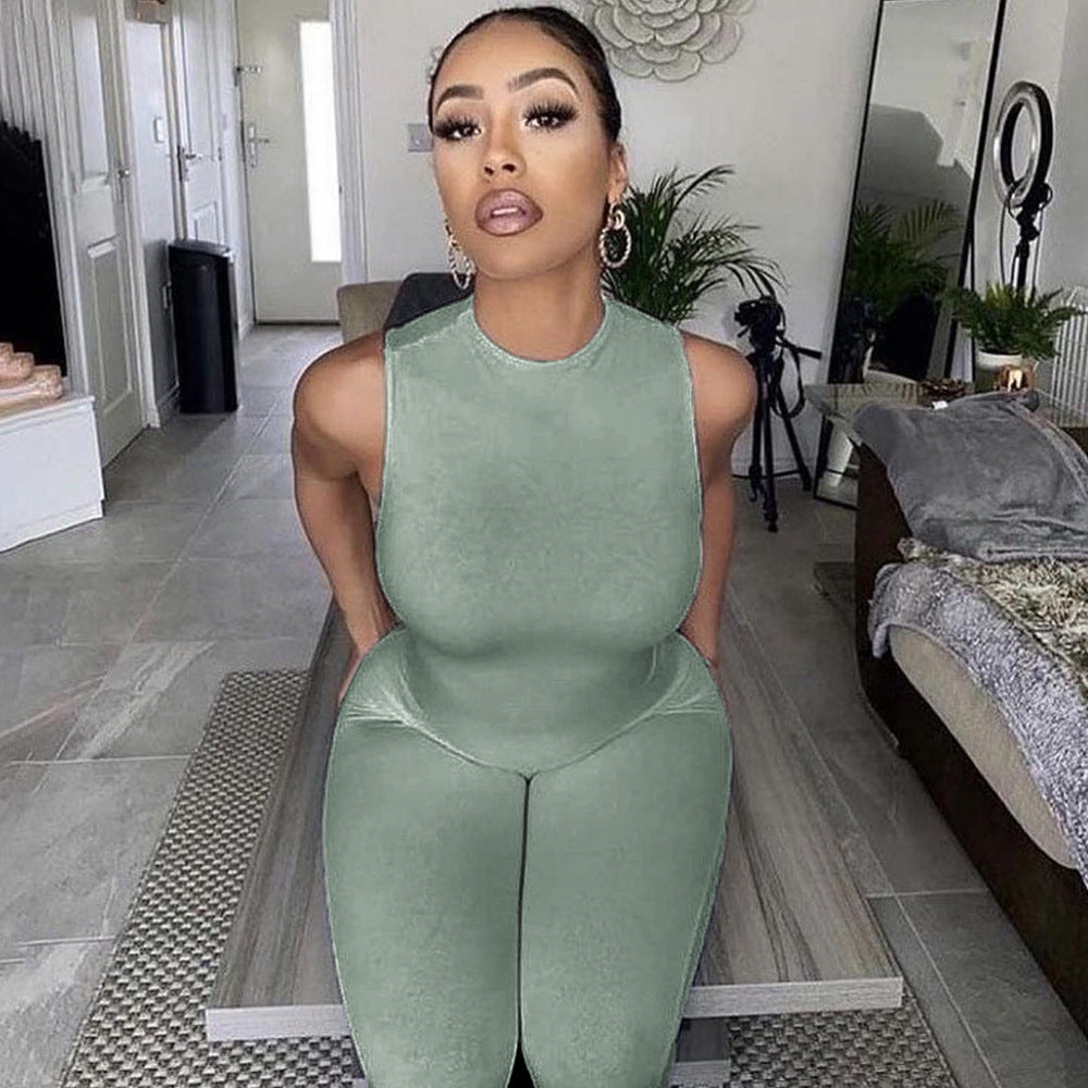 Damen All-in-One Jumpsuit mit tiefem Ausschnitt und figurbetontem Schnitt Drune