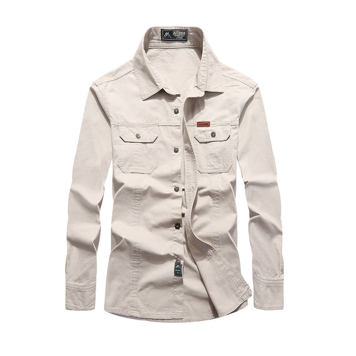 Herren Canvas-Overshirt mit Brustklappen und robustem Baumwollmix Drune