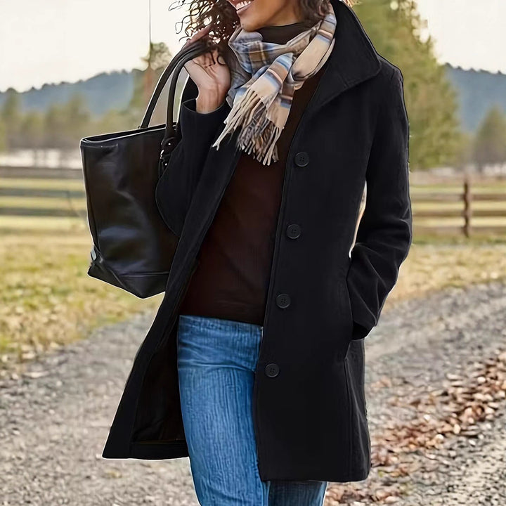 Damen nan taillierter Wollmix-Mantel mit großer Knopfleiste und Eingrifftaschen Drune