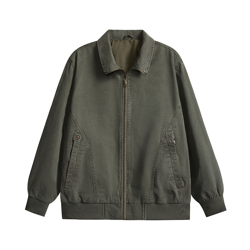 Herren leichte Baumwoll-Twill Übergangsjacke mit Reißverschluss und Ballonärmeln Drune