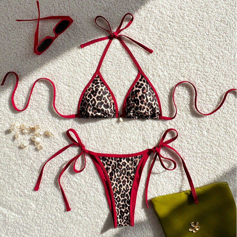 Damen Triangel-Bikini mit trendigem Animal-Print und verstellbaren Trägern Drune