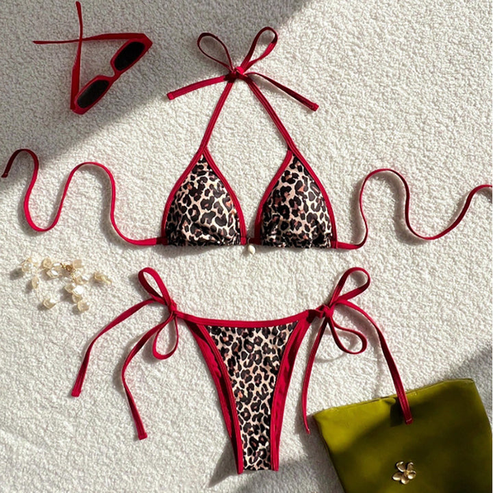Damen Triangel-Bikini mit trendigem Animal-Print und verstellbaren Trägern Drune