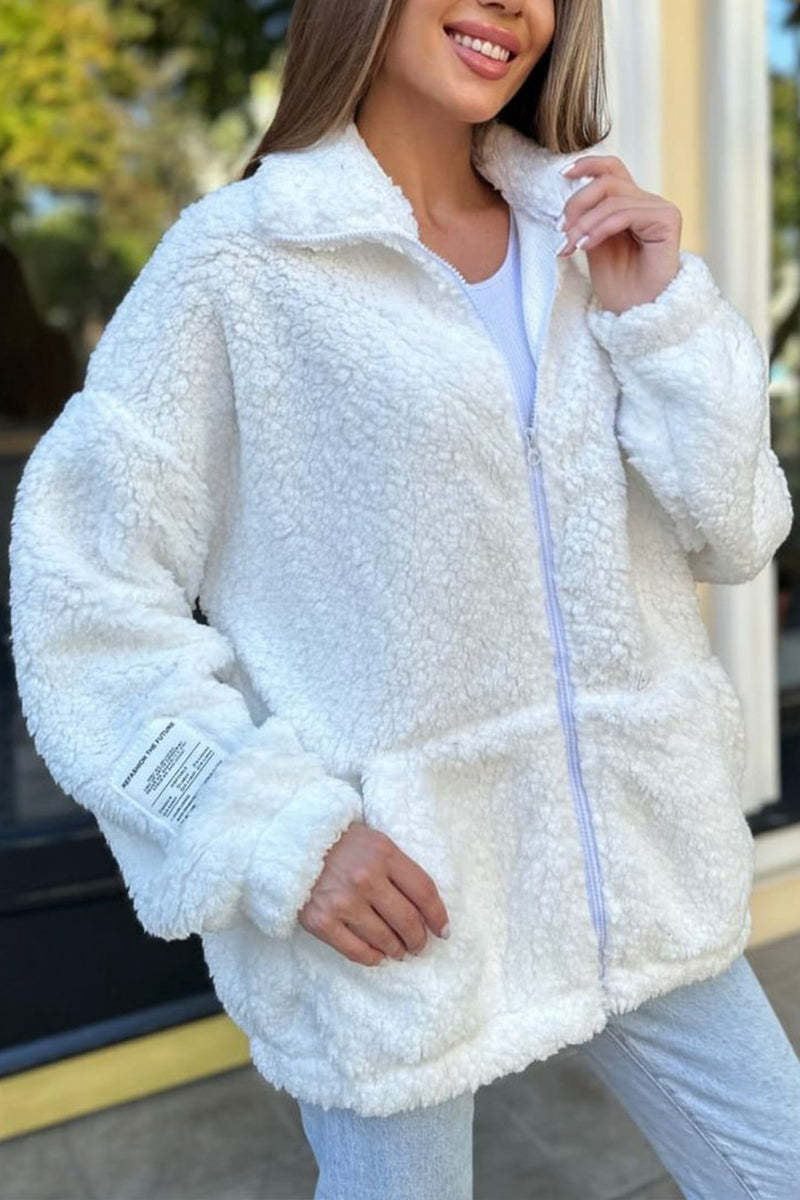 Damen Kuschelige Fleecejacke mit hohem Kragen und praktischen Taschen Drune